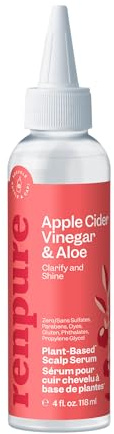 Renpure Sérum pour cuir chevelu au vinaigre de cidre de pomme végétale Clarify & Shine – Huile naturelle de menthe poivrée pour le traitement des pellicules et les démangeaisons du cuir chevelu