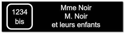Plaque gravée pour nom et numéro boîte aux lettres autocollante 10x2,5cm personnalisée 1 à 3 lignes Noir