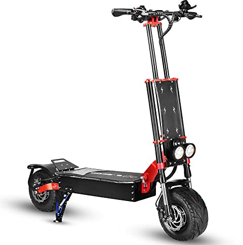 HWWH Elektroroller Erwachsene leistungsstark Offroad Elektroscooter Elektro Roller E Scooter für Gelände Doppelmotor Extrabreite 13 Zoll Reifen 60V43Ah Lithium-Akku