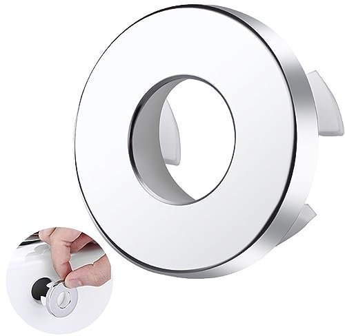 2 Stück Waschbecken Überlauf Abdeckung,Waschbecken Überlauf,Überlauf Waschbecken,Waschbecken Überlauf ring,für Waschtisch Loch mit Ø 22-24 mm Öffnung,Silber (Kupfer Material)