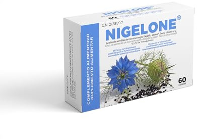 Nigelone Suplemento natural para ayudar a combatir Helicobacter Pylori – Aceite de Comino Negro 2,5% Timoquinona + Pidolato de Zinc + Vitamina D - Buen funcionamiento digestivo – 60 Cápsulas