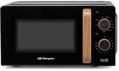 Suinga Microondas de Diseño con Grill 20L 700W | Microondas de Sobremesa Negro | Microondas de Convección 5 Potencias | Medidas 44,6x24,3x36,1 cm