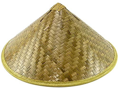 Unletters Chapeau Traditionnel Oriental - Pêche en Bambou pour Adulte - Costume Chinois Ancien pour Homme - Chapeau de Fermier