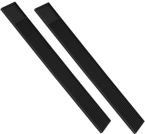 CHUENKUK Set di 2 tappetini scolapiatti nero, 60 x 8 cm, tappetino nero in gomma, tappetino scolapiatti in gomma per stoviglie per cucina bar ristoranti