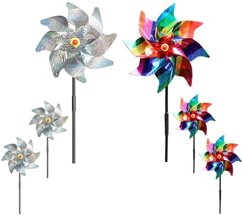 LIANRISES 6 Piezas Molino De Viento Espanta Palomas Ahuyentador Palomas Repelente Palomas Molinillo De Viento Jardin Molinos De Viento Reflectivos