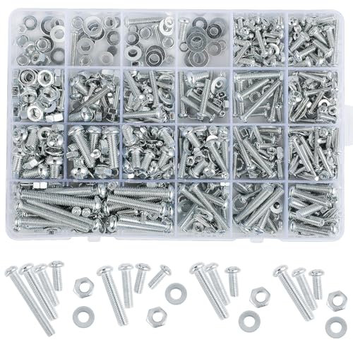 1080 Pièces Kit Assortiment de Vis M3 M4 M5 M6 – Vis Boulons avec Écrous et Rondelles – Ensemble Complet pour Bricolage, Réparations Électroniques et Mécaniques
