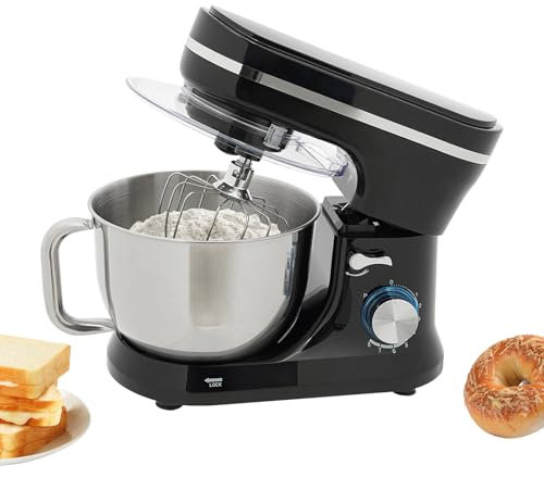 Robot de cocina, 1000 W, 4,5 L, batidora de cocina, con cuenco para mezclar, gancho para amasar y batir, 8+1 velocidades de mezcla, para pasteles, pan, galletas, albóndigas, pasta