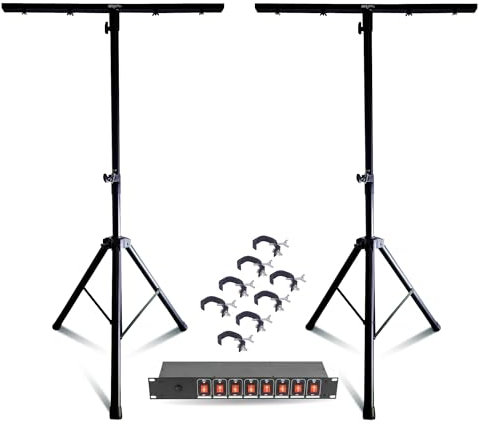 MOOVING LIGHT & SOUND - Pack Lumière 2 Pieds Mooving Light ML-SUPPORT-DJLIGHT - 8 Crochets SH2B - Dispatching 8 Voies - DJ soirée anniversaire