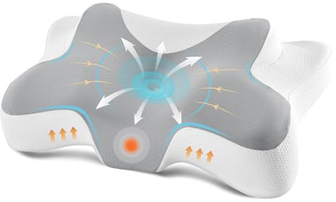 DONAMA cuscino cervicale per dormire, cuscino ergonomico cervicale per Dormitori Laterali, Supini e Proni con Federa Sfoderabile e Lavabile (Grigio chiaro, 66x37x13 cm)