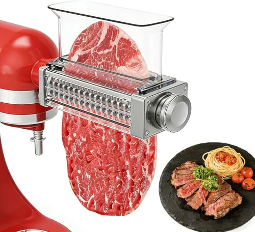 Adjustable Meat Tenderizer Attachment for KitchenAid Stand Mixers 3 Thickness Settings with Wide Metal Wheel & Tall Chute Meat Tenderizer Tool (meat tenderizer)