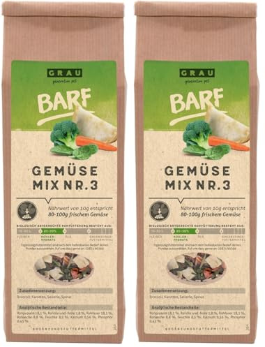 GRAU L’originale, Miscela di verdure essiccate per un’alimentazione naturale integrata (BARF), “Composto n. 3”, integratore alimentare per cani, 1 confezione da 300 g
