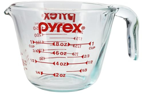 Pyrex Prepware 1-Cup Measuring Cup, Clear with Red Measurements