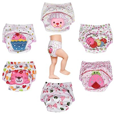 Haimoburg 6er Pack Wasserdicht Baby Lernwindel Trainerhosen Unterwäsche Windeln Windelhose zum Toilettentraining Töpfchentraining (86/92, Rosa)