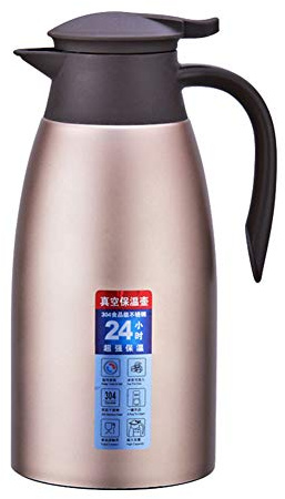 GUOCU Isolierkanne Edelstahl Quick Tip Verschluss Kaffee Thermos Kaffee Plunger Soft Grip,Rose Gold,1.5 L（24 Hours Insulation）