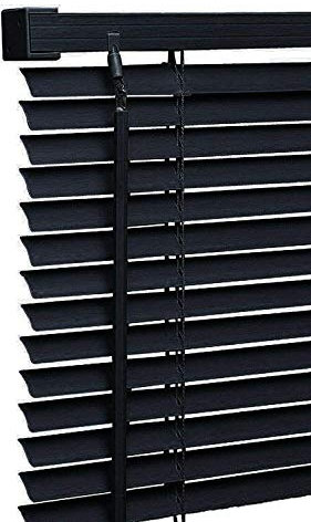 My Home Store PVC window Venetian Blind Blinds Easy Fit Trimmable Fittings Window Treatment Shutter Twist Open Close (Black-PVC, 105cm wide (41.3) x 150cm Drop)