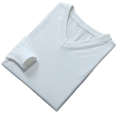 Vogrtcc Uomo Pullover Moda Inverno Vneck Maglione Lana Maglioni Lavorati A Maglia Maschile Vestiti Di Lana Top Standard, bianco, S