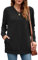 PLOKNRD Damen Sweatshirt Basic Langarmshirt Oversize V-Ausschnitt Pullover Langarm Casual Oberteile mit Taschen(Schwarz XL)