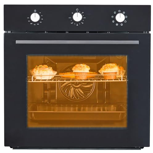 24 Electric Single Wall Oven, 2.5 Cu. Ft. Built-in Steam Oven, 3000W 240V Convection Oven with Mechanical Knobs, Air Frying Function, Timer, Stainless Steel Finish for Kitchen