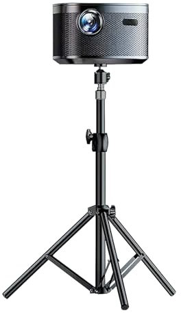 Gwezmxs Tripode Soporte Proyector Portatil, Altura Ajustable 32 – 60 cm, Rosca de 1/4 Pulgadas, Color Negro con Bola Giratoria 360°