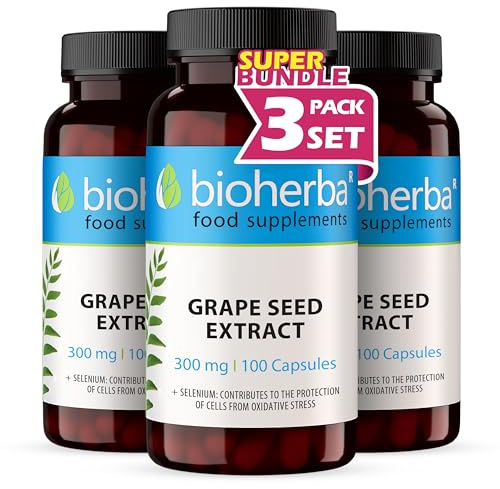 Grape Seed Extract 300 mg – 300 Capsules | Antioxidant-Rich Herbal Supplement for Daily Wellness and Oxidative Balance