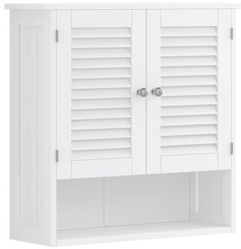Vicco Armadietto a muro Riad, Bianco, 60 x 66 cm con 2 ante, per montaggio a parete per riporre accessori da bagno
