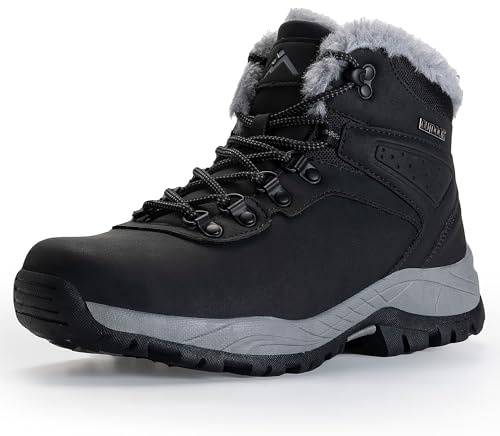 CC-Los Women's Waterproof Winter Walk Boots |Lightweight Hiking Snow Warm Boot | Black Size 3.5-8