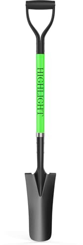 HIGHLIGHT Drain Spade Shovel 45Inch Green Fiberglass D Grip Trench Digging