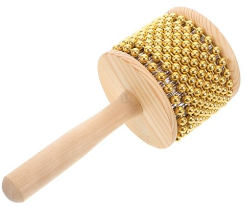 WHAMVOX Cabasa Legno con Perline Metalliche Strumento Musicale per Percussioni per Jazz e Del Design Portatile per Eventi e Concerti