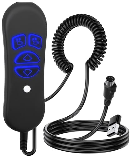 Lift Chair Remote Replacement, 4-Button Dual Motor Remote for Lift Chair & Recliner Replacement Parts, LED Backlight, USB Charging Port & Type-C Adapter, Recliner Hand Control, Universal 5-Pin Plug