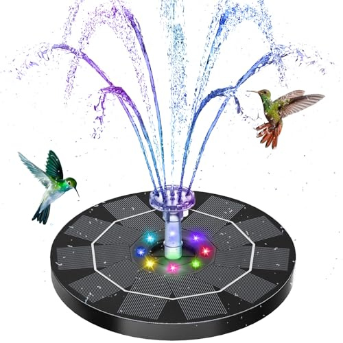 AISITIN LED Solar Springbrunnen für Außen mit 3000mAh Akku, 3,5W Solar Schwimmender Fontäne Pumpe mit Verschiedene Sprüh Effekten,mit Kristallkugel, Solarbrunnen für Draussen für Garten,Teich,VogelBad