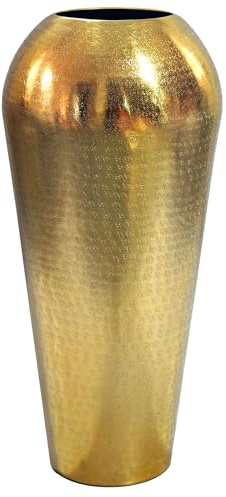 WOHNLING Vaso Decorativo 23x23x50 cm Alluminio Oro Rotondo