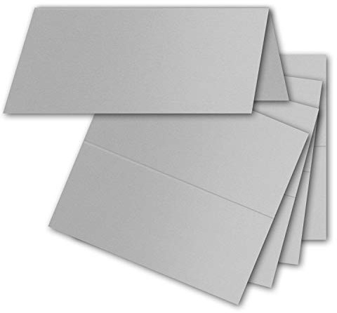 FarbenFroh by GUSTAV NEUSER Lot de 100 cartons de table - En argent irisé - 4,5 x 10 cm - Cartes doubles - Cartes de place et cartes nominatives pour mariage et fêtes