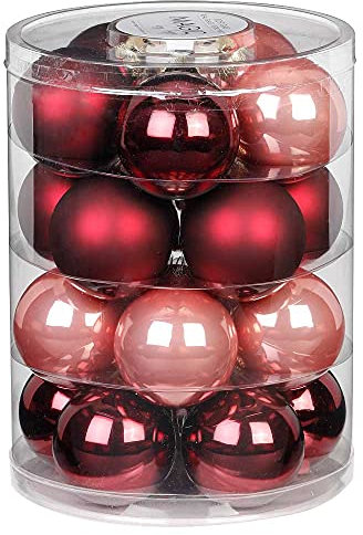 MAGIC Weihnachtskugeln Glas 6cm 20 STK. Christbaumkugeln (Vintage Rose (Bordeaux Rosa))