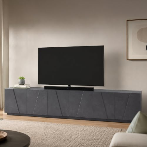 Dmora - Meuble TV Lucas, Buffet bas de salon, Base pour meuble TV, 100% Made in Italy, 244x44h46 cm, Ardoise