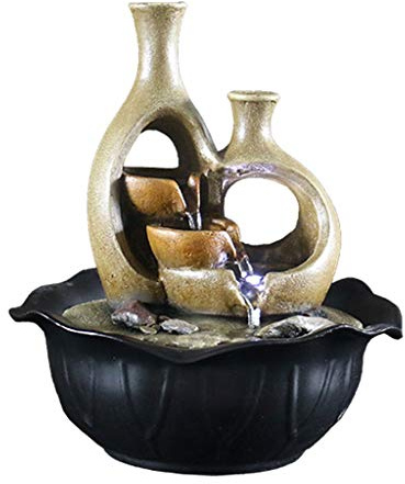 Fontana da interno rilassante Moderna Artigianato 3-Tier Desktop idrico Elettrico Fontana Decor Interni Esterni portatile da tavolo decorativo meditazione Zen cascata kit include pompa sommergibile Ca