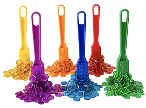 Yuanhe Magnetic Bingo Chips Set - 6 Colors Magnetic Wands with 600 Metal Chips for Counting and Sorting, Educational Activities