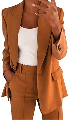 Damkostym, elegant för bröllop, kvinnor, 2-delad outfits, kostymer, set, långärmad, knappblazer, med hög midja, overall för affärsarbete, byxkostym, tvådelad dam, festlig