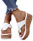 Latschen Damen Sommer Elegant Sommerschuhe Bequem Keilabsatz rutschfest Plateau Schuhe Orthopädische Sandalen Weiß Flipflopssandalen Zehentrenner Sandalen mit Fussbett Flip Flops Pantoletten