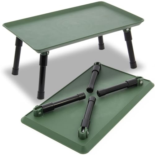 Angling Pursuits Carp Fishing Bivvy Table 39 x 24 x 15cm Green Plastic Folding Legs Ideal for Carp Fishing Bivvy or Tackle Table
