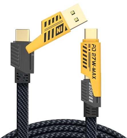 YISH Multi USB-laddningskabel 4-i-1: [1,8 m] universell snabbladdningskabel nylon USB C-kabel med USB A/USB C till 65 W typ C 27 W PD 3.0 datakabel