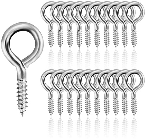 SARAHLOUISEJENKINSLTD 20 Pezzi Gancio Vite con Occhiello,Gancio a Vite in Acciaio Inox,Argento Occhielli a Vite,Gancio a Spirale in Legno, Vite Oculare, Gancio a Vite, Viti a Testa Tonda,per Fisso