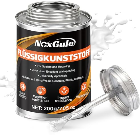 NoxGule Catrame Liquido Impermeabilizzante, Sigillante Perdite Acqua, Gomma Liquida, Sigillante Impermeabile, Adatto per Rivestimenti Impermeabili su Legno, Vetro Tetti, 200g