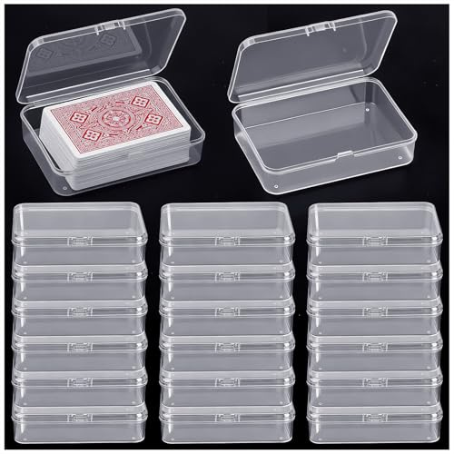 HFKPJRT 20 Pcs Clear Plastic Playing Card Boxes, Card Case Holder with Snap Closure for Poker, Trading, Sports & Business Cards - Deck Storage Organizer