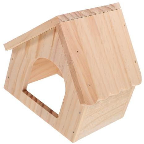 VALICLUD Petite Cabane en Bois Naturel pour Cobayes Cachette Multifonctionnelle Habitat du Cobaye Accessoires pour Petites Cages à Chinchillas