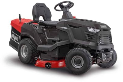Scheppach Benzin Rasentraktor TMR452-98H-RD Aufsitzrasenmäher mit 98cm Schnittbreite & E-Start | Leistung 12,5PS / 9,2kW | Schnitthöhe 30-90mm | Fangbox 245L | Hydrostatisches Getriebe | für 5000m²