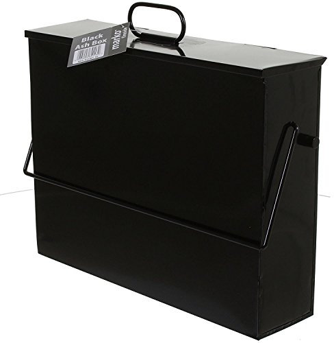 Fireside Ash Carrier Galvanised Metal Hot Tidy Box Container Fireplace Pan Bucket Bin Ash Storage Box (Black)