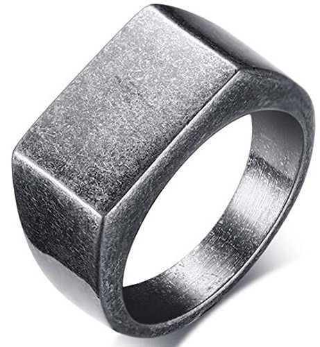 Jude Jewelers Retro Vintage Style Stainless Steel Signet Ring (Grey, 10)