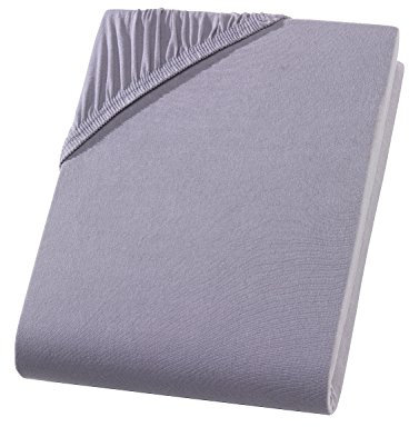 Split Topper Spannbettlaken/Spannbetttuch - Jersey - 180x200-200x200 cm - 10cm Steghöhe - 160 g/m² - Boxspringbett - Rundumgummi (grau)