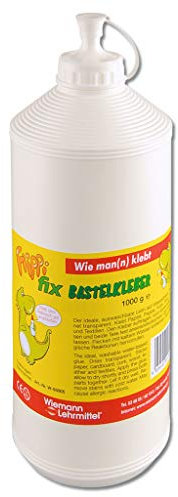 „Flippi fix“ Bastelkleber, transparent, flüssiger Kleber auf Wasserbasis | Wiemann Lehrmittel (1 kg)
