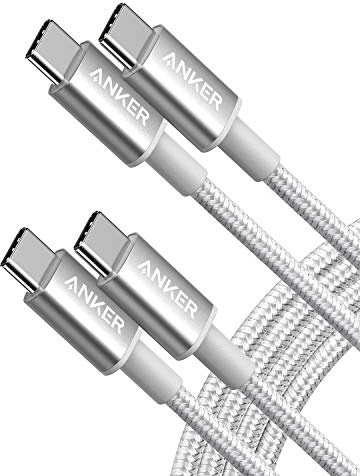 Anker USB C to USB C Charger Cable, New Nylon(6 ft, 2-Pack), 60W (3A) for iPhone 17/16/15, iPad Pro, Samsung Galaxy, MacBook Pro,and More(Silver)
